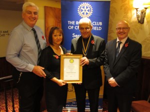 Pictured from left to right: Gerrard and Julie Wood (managers of the Olde House), Chesterfield Rotary president Mike Cudzich-Madry, Ray Wheeler, regional area manager for Marstons Brewery 