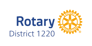 Rotary International District 1220 logo with blue text and a yellow gear emblem on a white background.